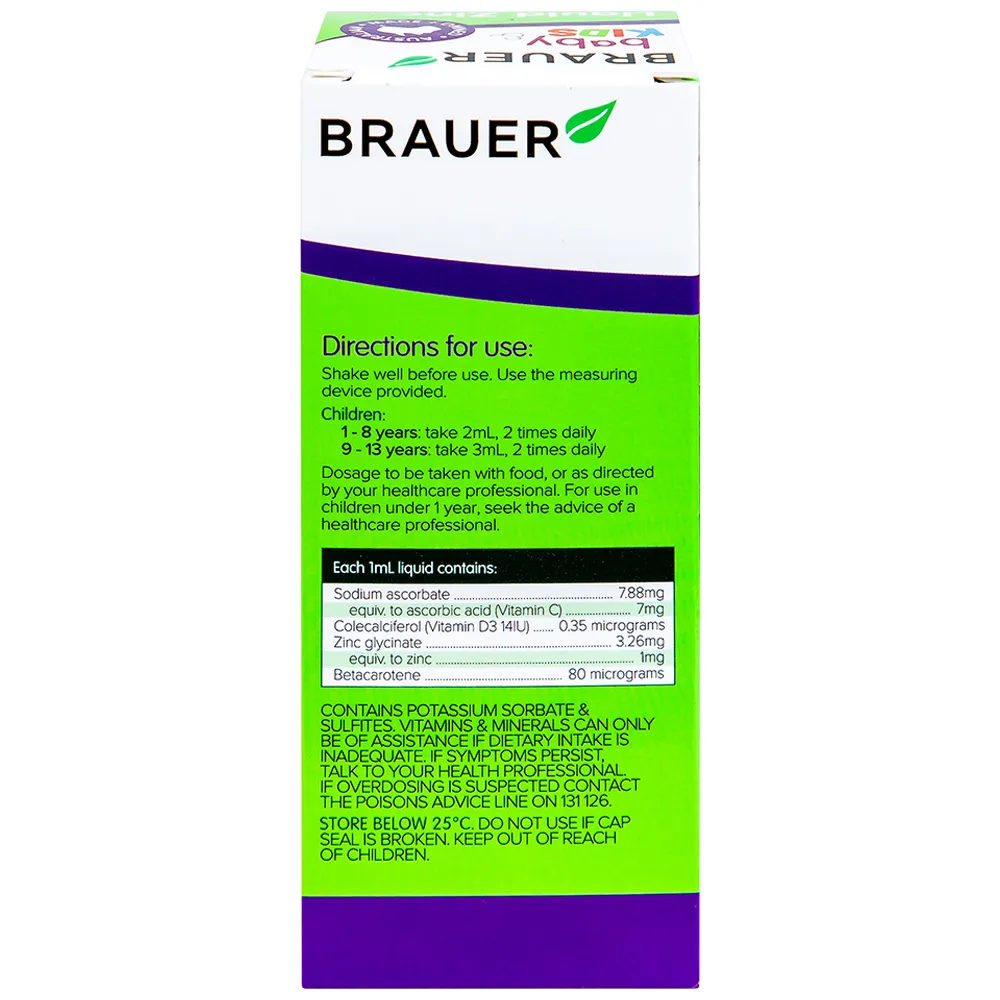 SIRO BỔ SUNG KẼM CHO TRẺ BRAUER BABY & KIDS LIQUID ZINC 200ML 21