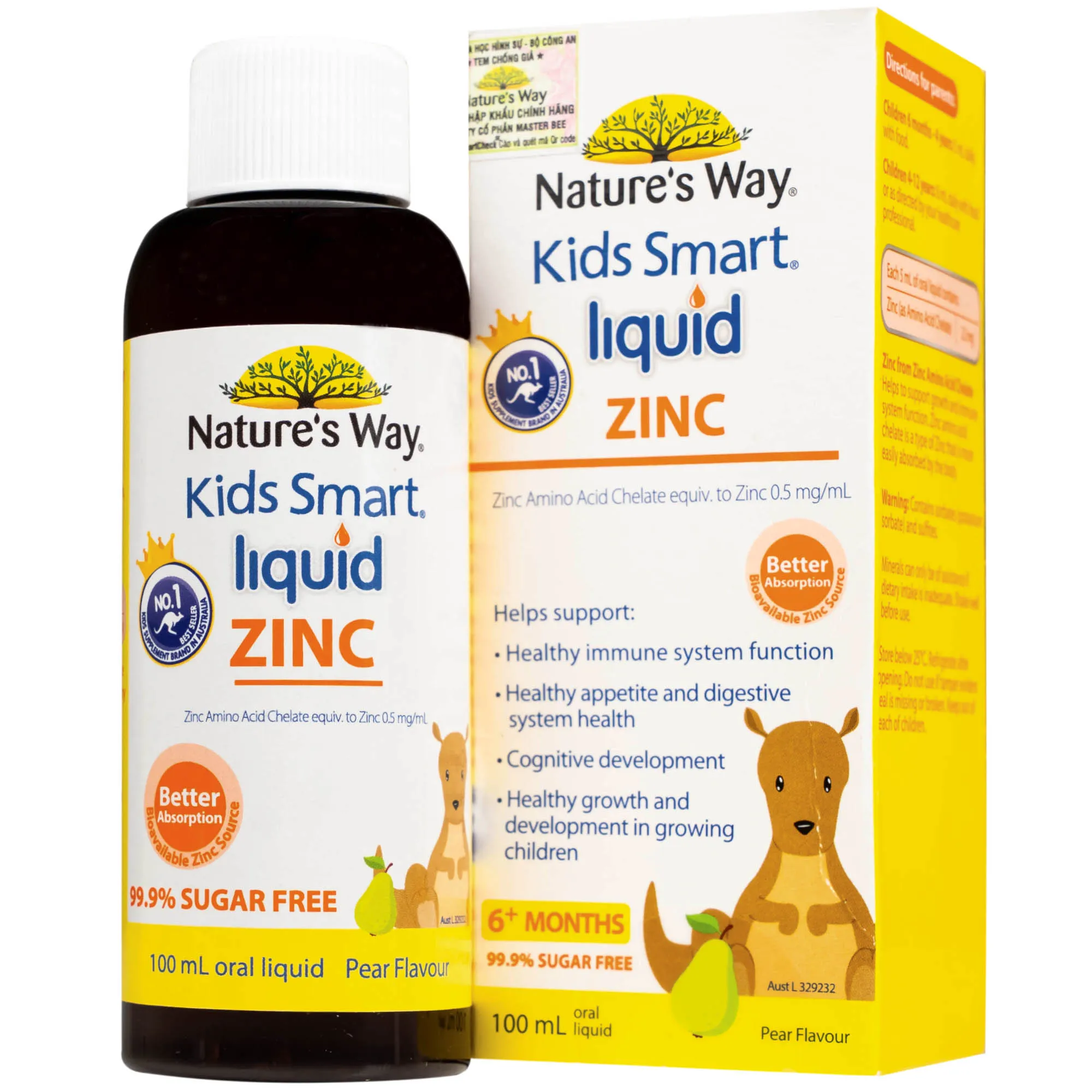 SIRO BỔ SUNG KẼM VÀ HỖ TRỢ CẢM GIÁC THÈM ĂN CHO BÉ NATURE'S WAY KIDS SMART LIQUID ZINC 100ML