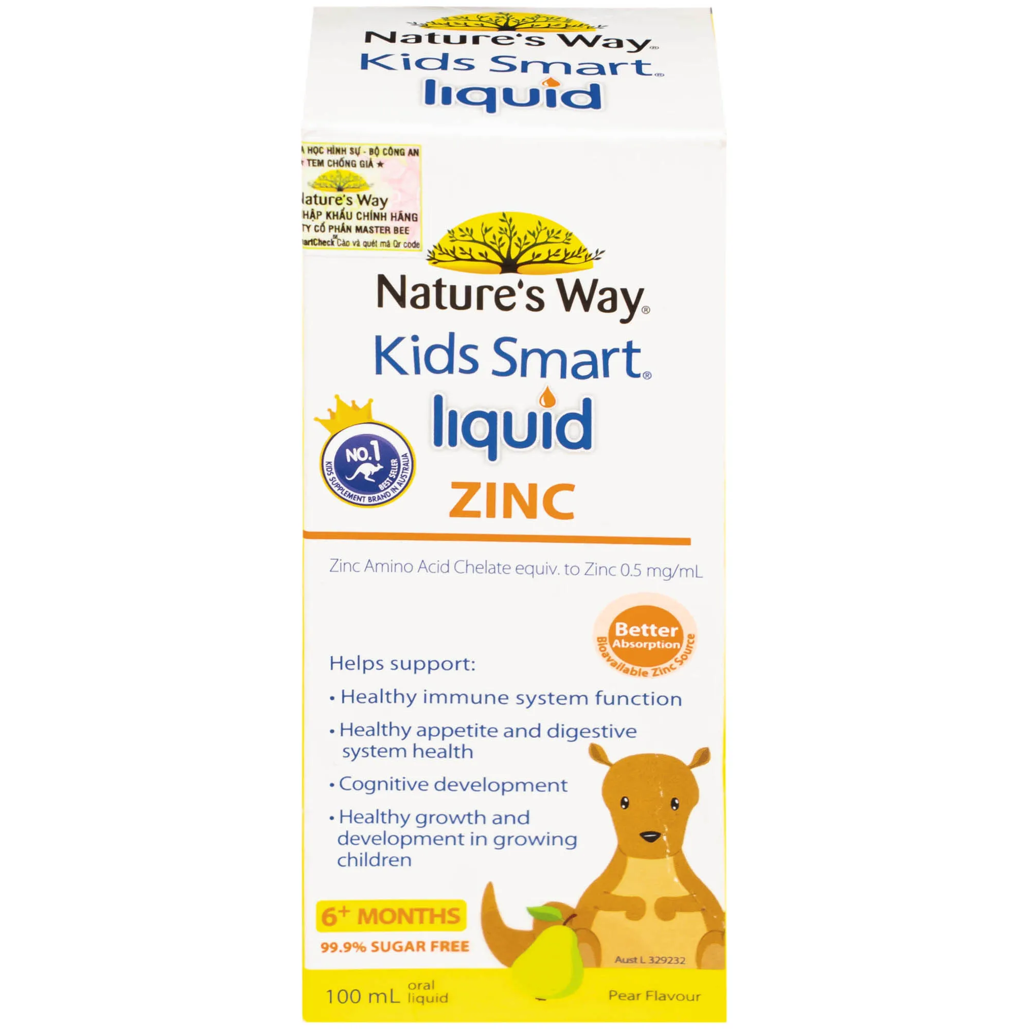 SIRO BỔ SUNG KẼM VÀ HỖ TRỢ CẢM GIÁC THÈM ĂN CHO BÉ NATURE'S WAY KIDS SMART LIQUID ZINC 100ML 12