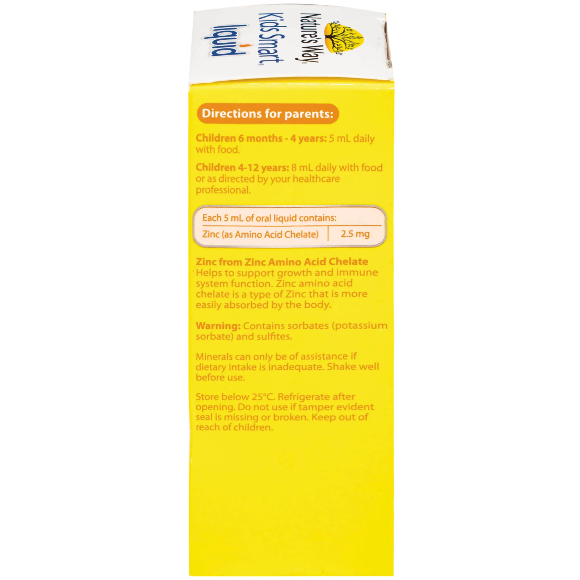 SIRO BỔ SUNG KẼM VÀ HỖ TRỢ CẢM GIÁC THÈM ĂN CHO BÉ NATURE'S WAY KIDS SMART LIQUID ZINC 100ML 15