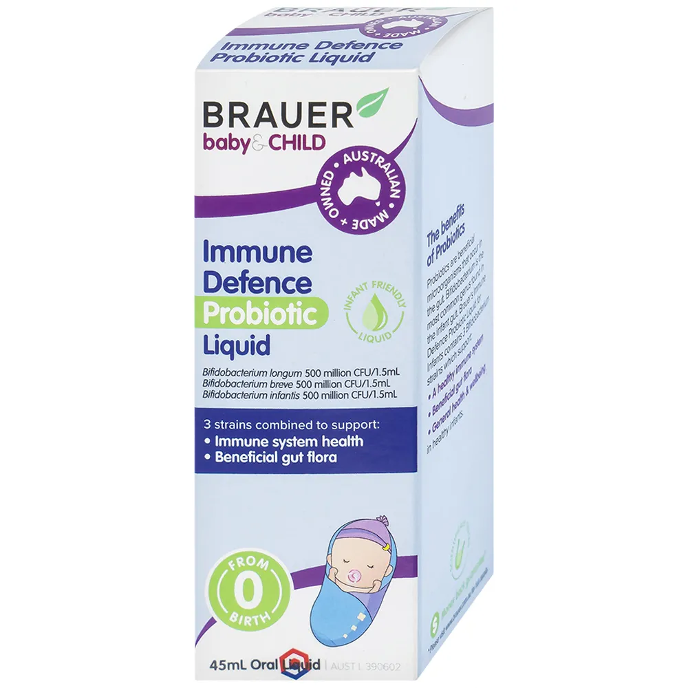 SIRO BỔ SUNG LỢI KHUẨN CHO BÉ BRAUER BABY & CHILD IMMUNE DEFENCE PROBIOTIC LIQUID 45ML 8
