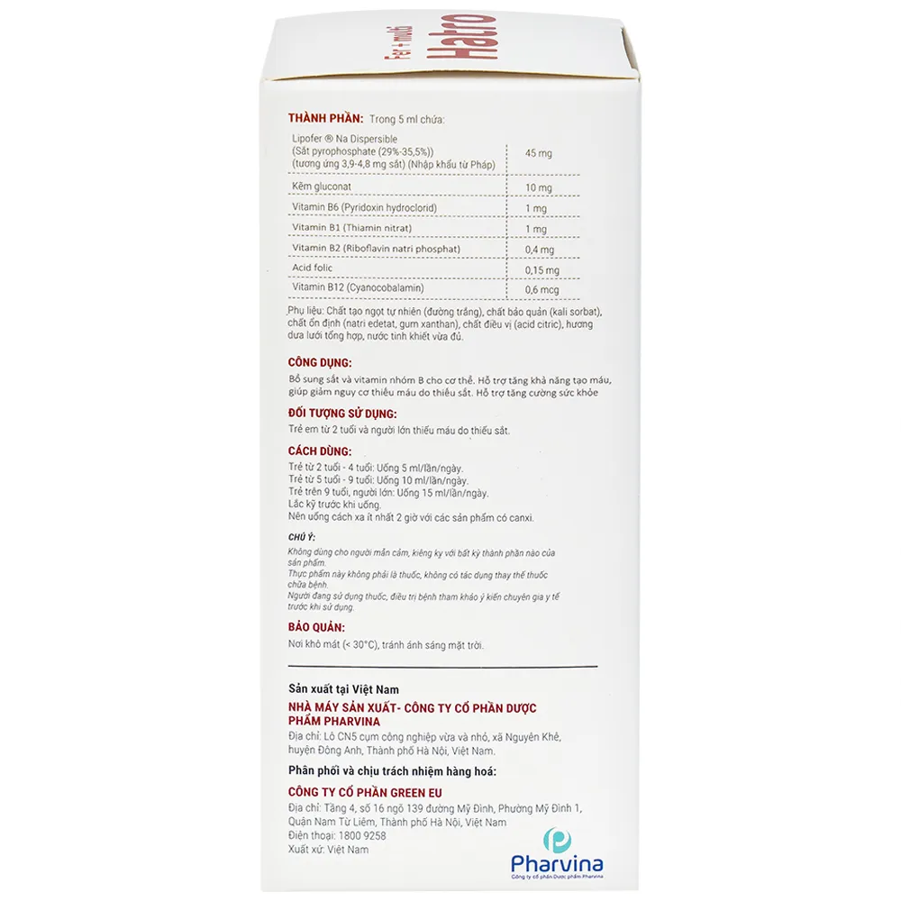 SIRO BỔ SUNG SẮT FER + MULTI HATRO 120ML 8