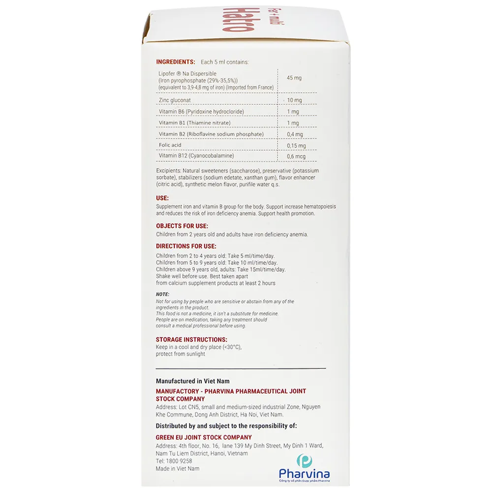 SIRO BỔ SUNG SẮT FER + MULTI HATRO 120ML 9