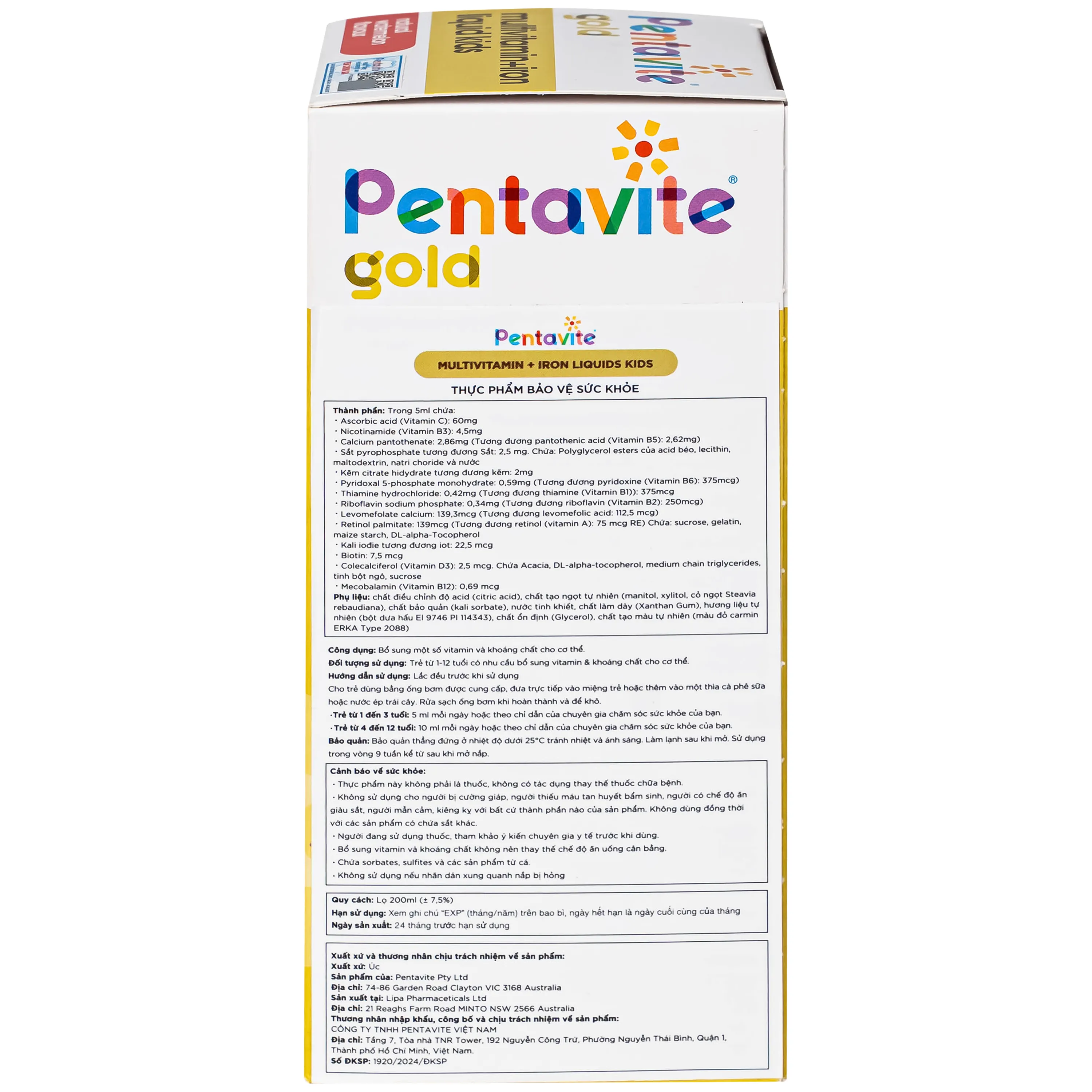 SIRO BỔ SUNG VITAMIN, KHOÁNG CHẤT CHO TRẺ TỪ 1-12 TUỔI MULTIVITAMIN + IRON LIQUIDS KIDS PENTAVITE 200ML 8
