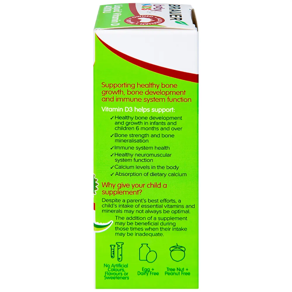SIRO BỔ SUNG VITAMIN D3 BRAUER BABY & KIDS LIQUID VITAMIN D 400IU 10ML 9