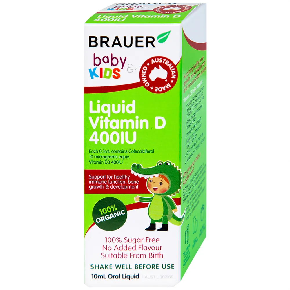 SIRO BỔ SUNG VITAMIN D3 BRAUER BABY & KIDS LIQUID VITAMIN D 400IU 10ML 10