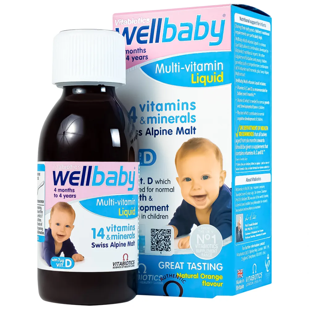 SIRO BỔ SUNG VITAMIN KHOÁNG CHẤT CHO TRẺ WELLBABY MULTI-VITAMIN LIQUID VITABIOTICS 150ML
