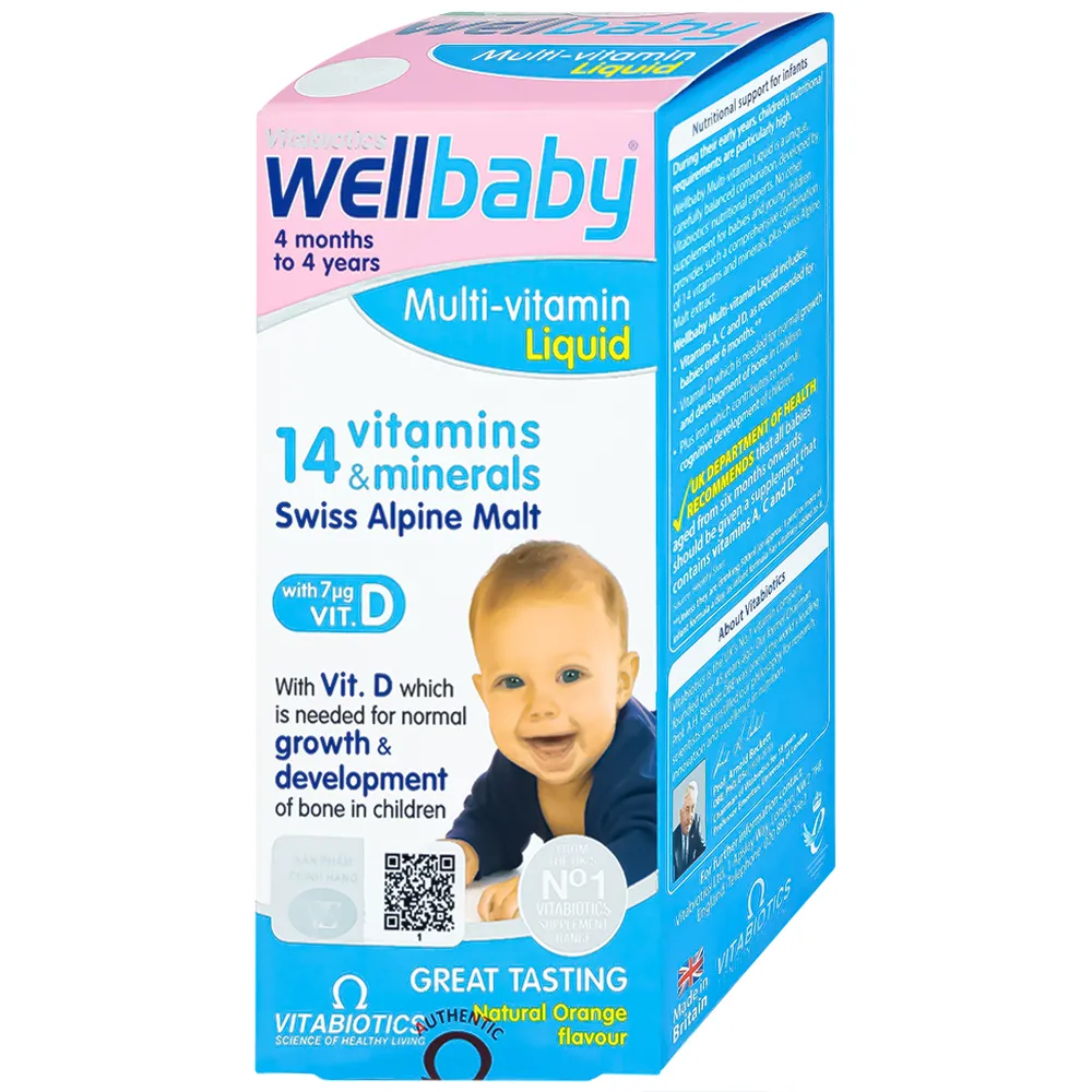 SIRO BỔ SUNG VITAMIN KHOÁNG CHẤT CHO TRẺ WELLBABY MULTI-VITAMIN LIQUID VITABIOTICS 150ML 4
