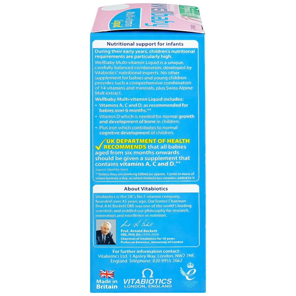 SIRO BỔ SUNG VITAMIN KHOÁNG CHẤT CHO TRẺ WELLBABY MULTI-VITAMIN LIQUID VITABIOTICS 150ML 8