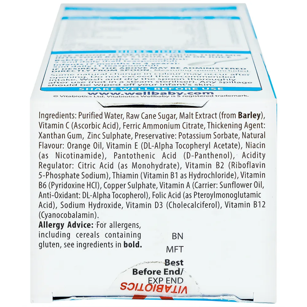 SIRO BỔ SUNG VITAMIN KHOÁNG CHẤT CHO TRẺ WELLBABY MULTI-VITAMIN LIQUID VITABIOTICS 150ML 9