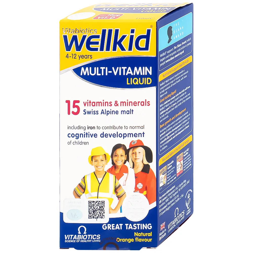 SIRO BỔ SUNG VITAMIN KHOÁNG CHẤT CHO TRẺ WELLKID MULTI-VITAMIN LIQUID VITABIOTICS 150ML 6