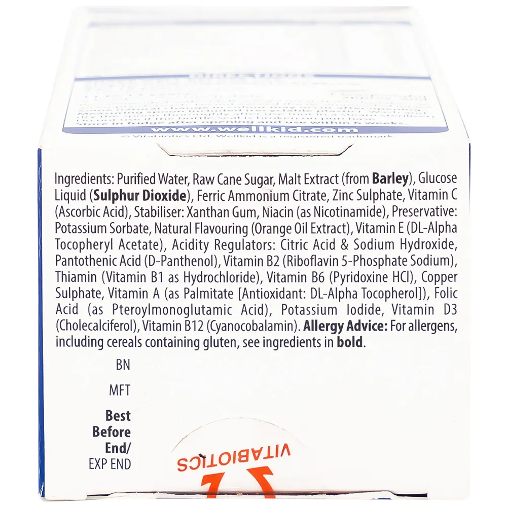 SIRO BỔ SUNG VITAMIN KHOÁNG CHẤT CHO TRẺ WELLKID MULTI-VITAMIN LIQUID VITABIOTICS 150ML 11