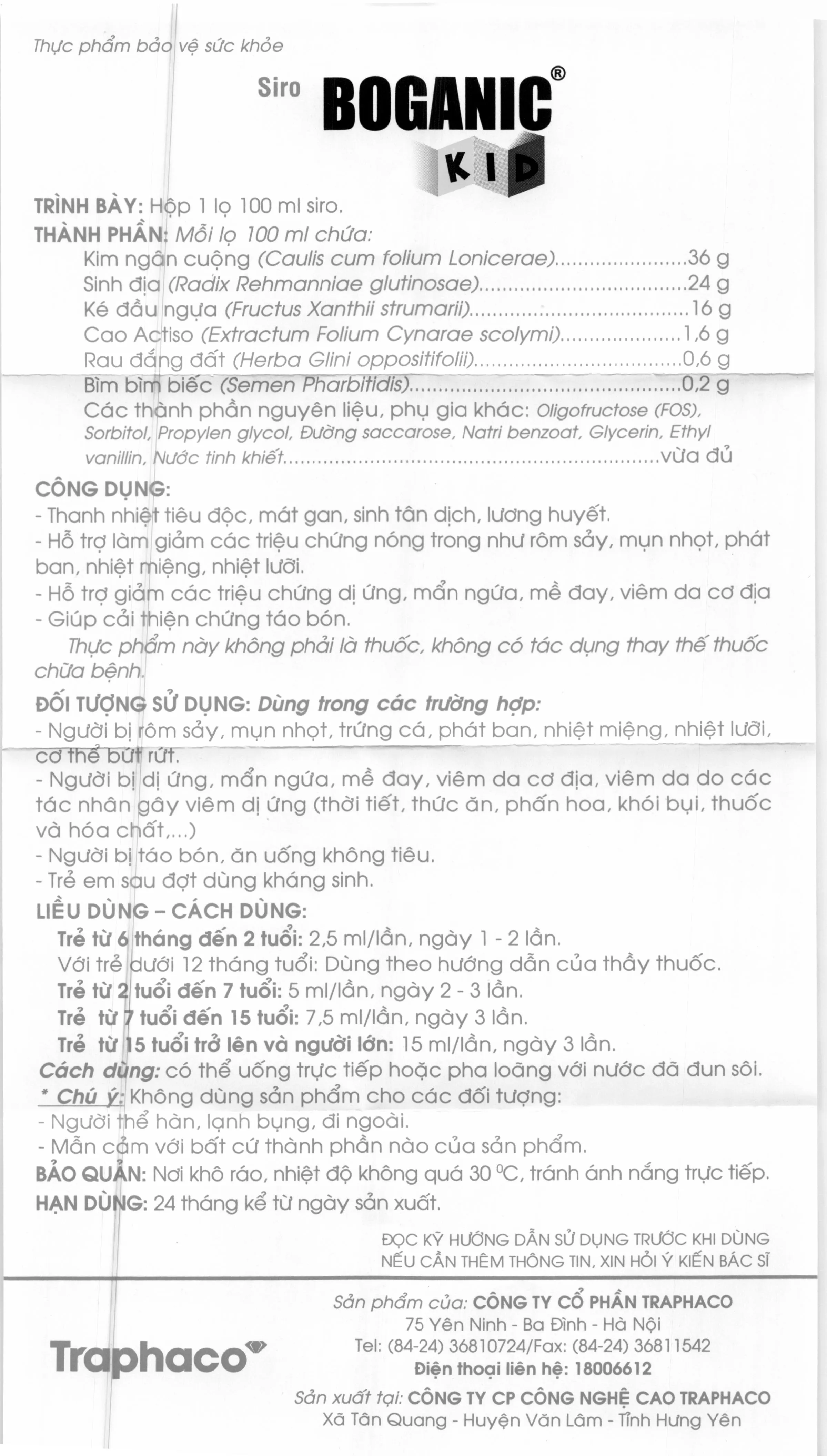 Siro Boganic Kid thanh nhiệt tiêu độc, mát gan chai 100ml 6