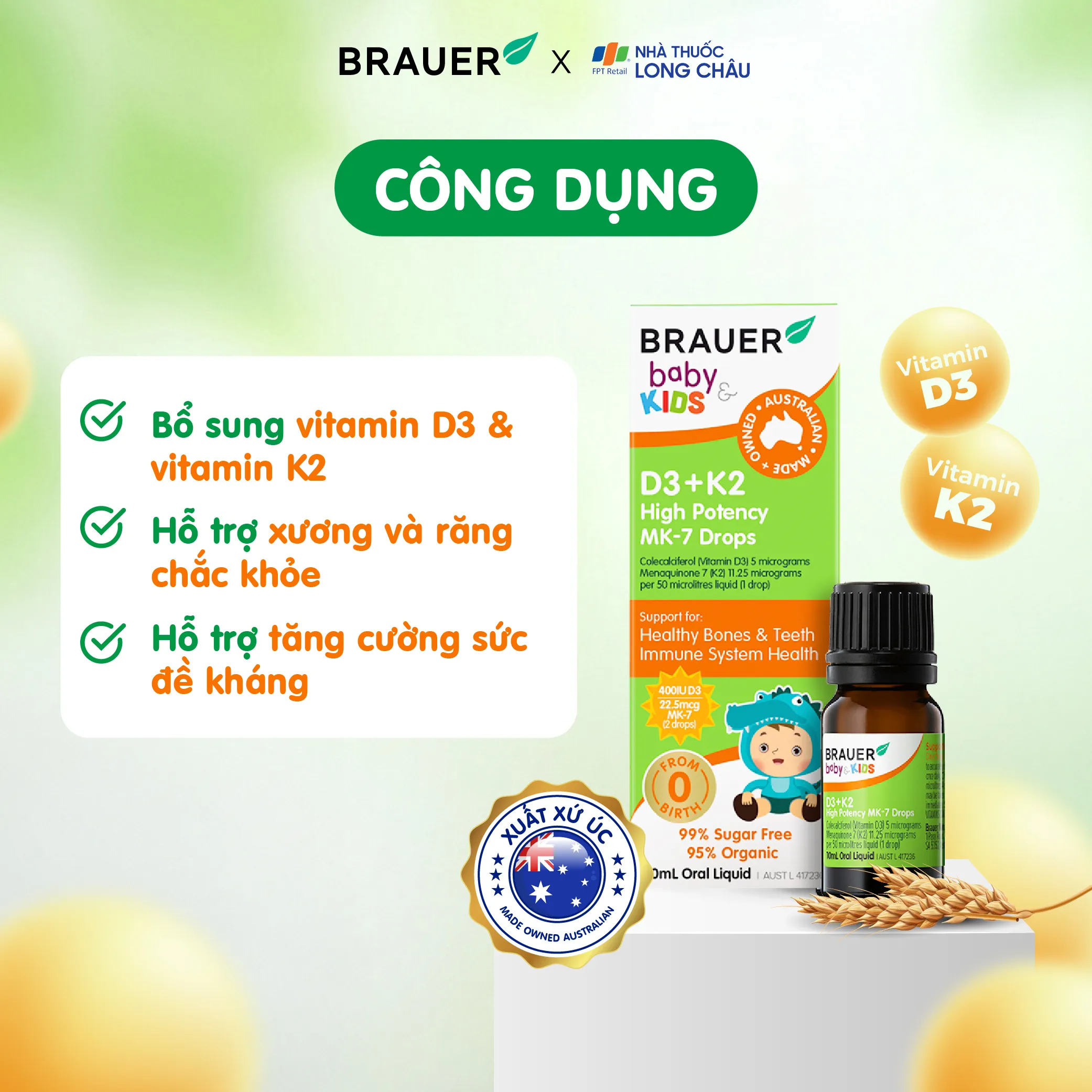 SIRO BRAUER BABY KIDS D3+K2 HIGH POTENCY MK-7 DROPS 10ML 2