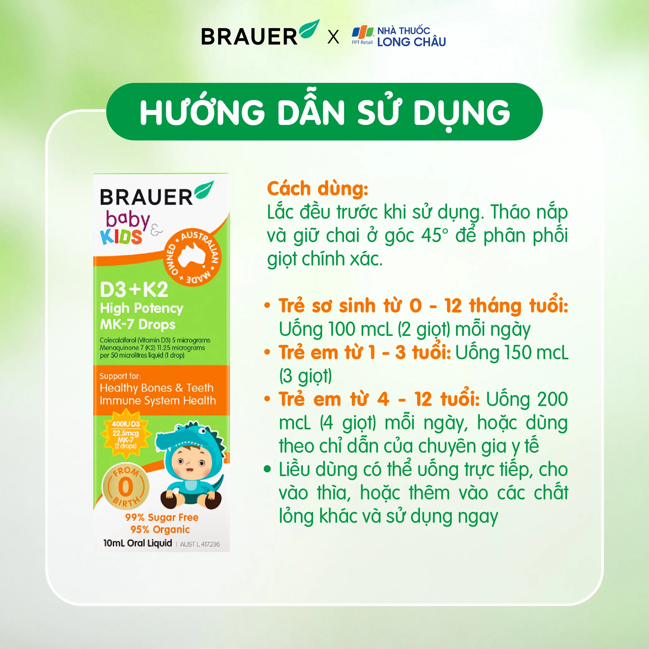 SIRO BRAUER BABY KIDS D3+K2 HIGH POTENCY MK-7 DROPS 10ML 5