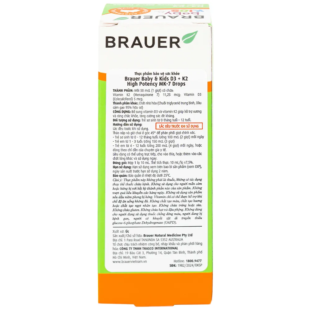 SIRO BRAUER BABY KIDS D3+K2 HIGH POTENCY MK-7 DROPS 10ML 9