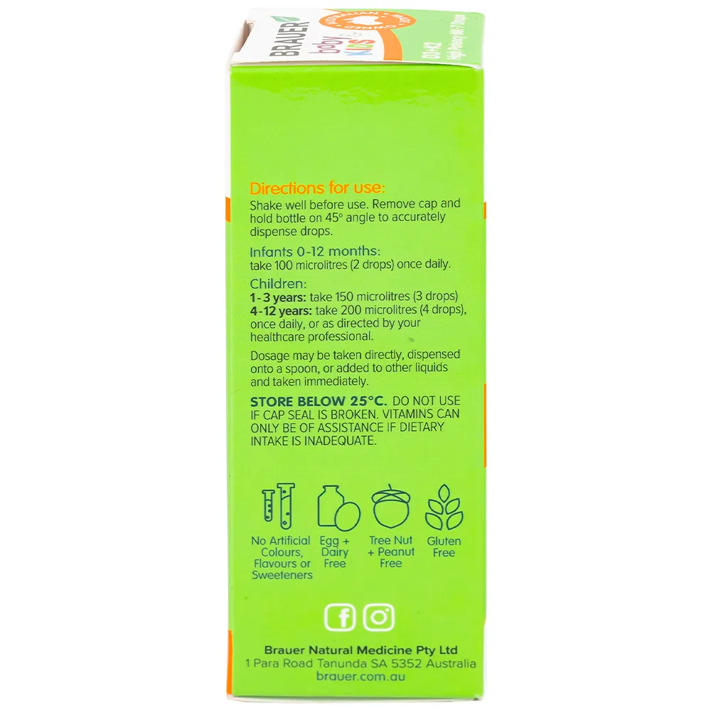 SIRO BRAUER BABY KIDS D3+K2 HIGH POTENCY MK-7 DROPS 10ML 10