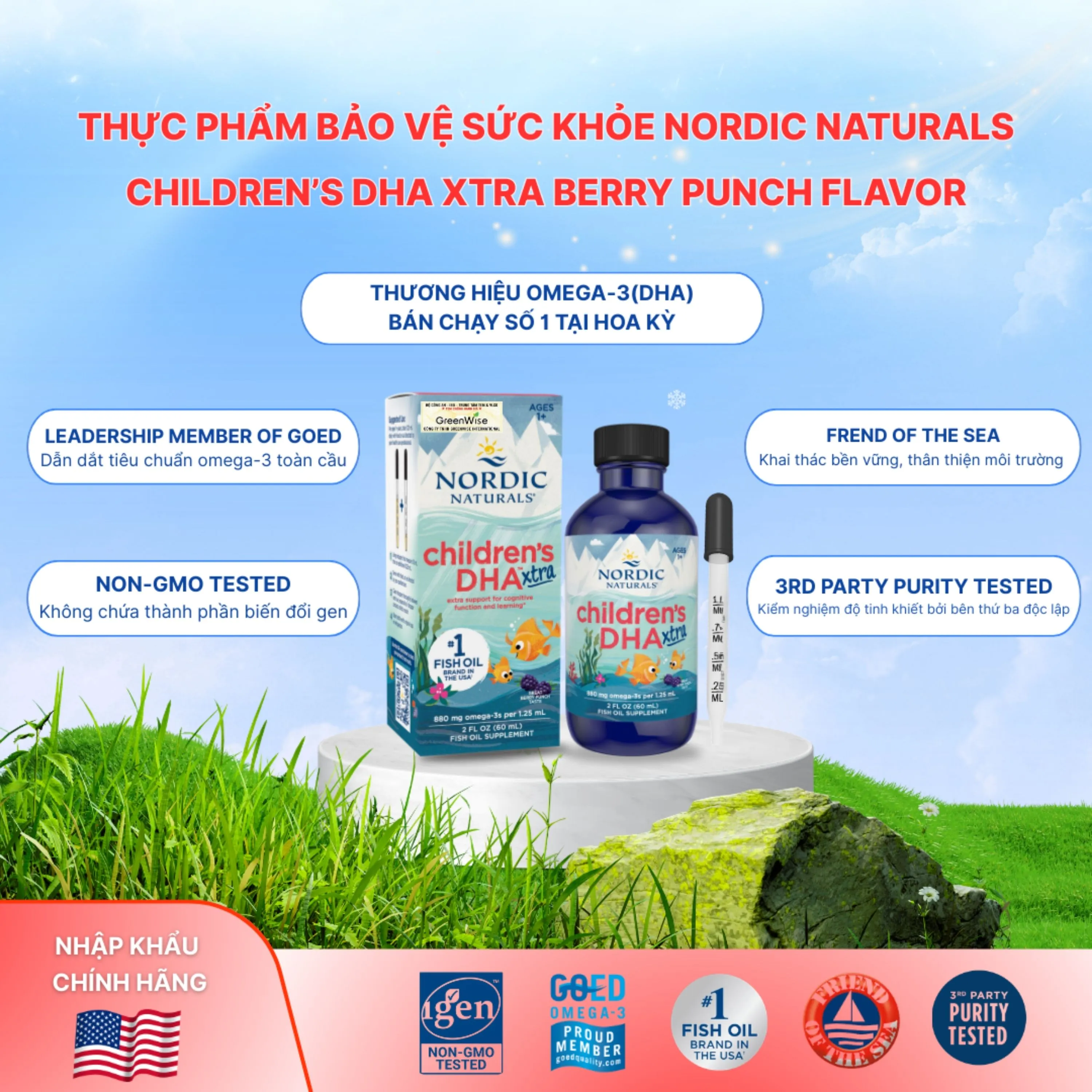 SIRO CẢI THIỆN THỊ LỰC CHO TRẺ NORDIC NATURALS CHILDREN'S DHA XTRA BERRY PUNCH FLAVOR 60ML 2