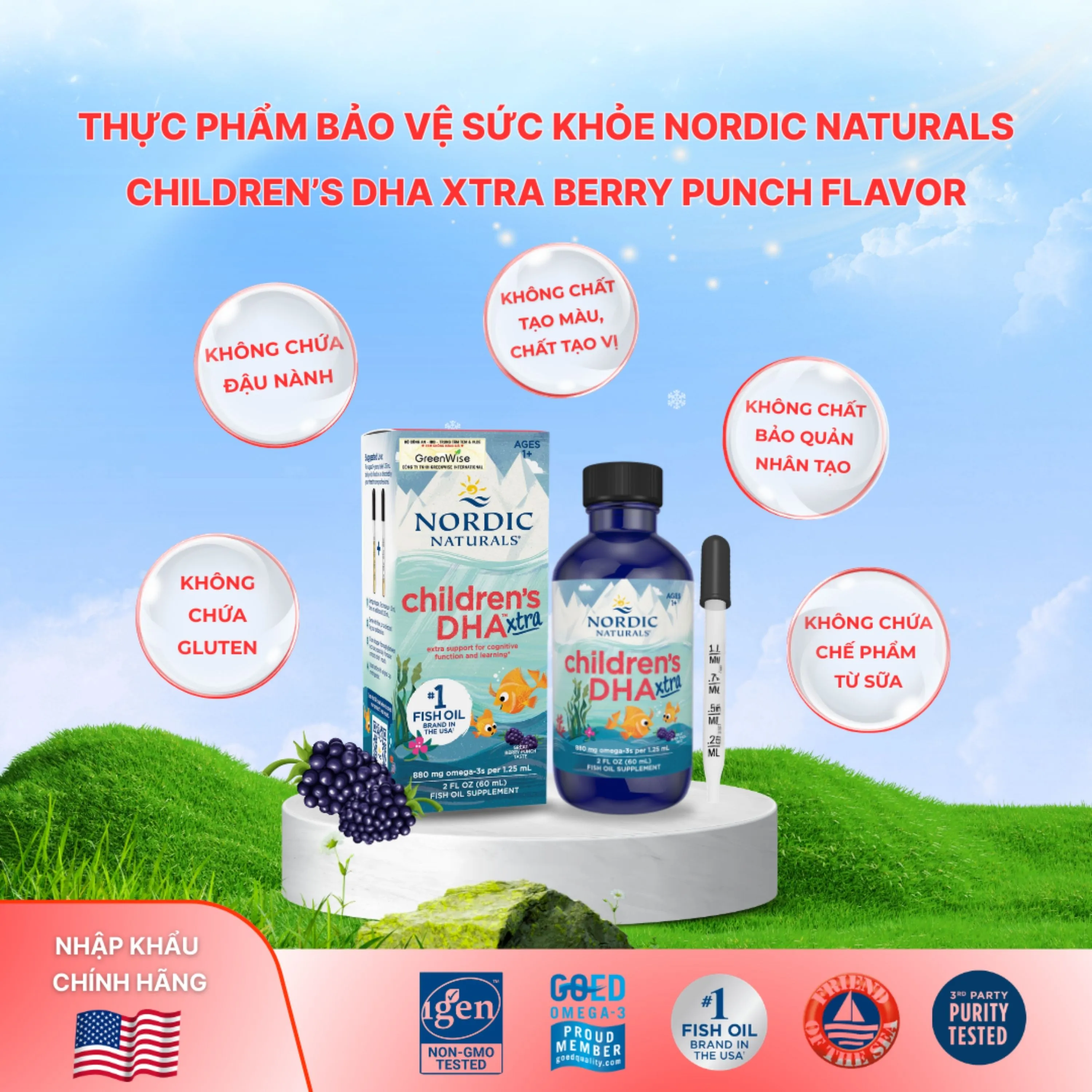 SIRO CẢI THIỆN THỊ LỰC CHO TRẺ NORDIC NATURALS CHILDREN'S DHA XTRA BERRY PUNCH FLAVOR 60ML 4