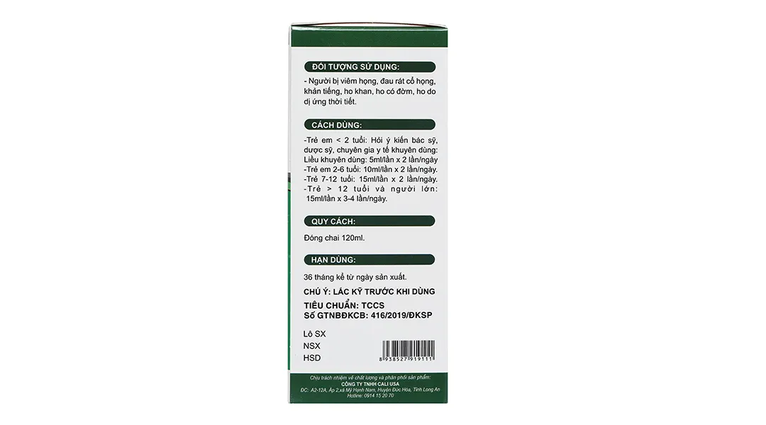 Siro Cali USA Alpes hỗ trợ giảm ho, bổ phổi chai 120ml 5