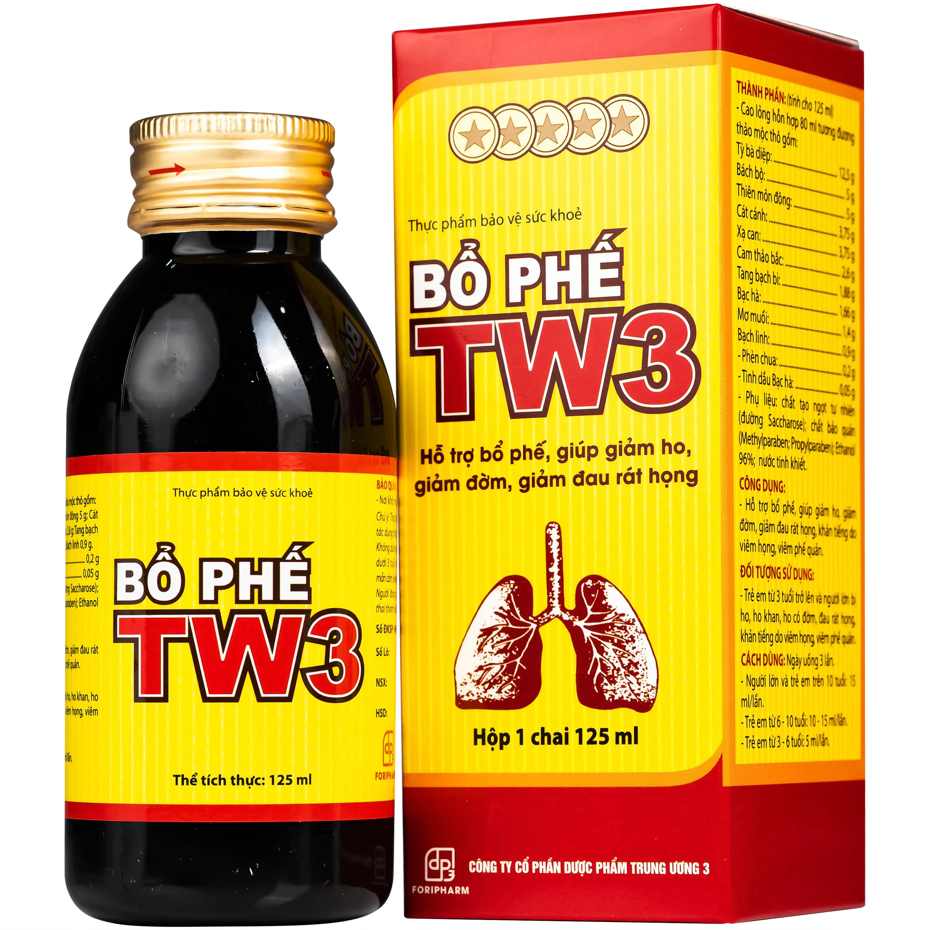 SIRO GIẢM HO, RÁT HỌNG BỔ PHẾ TW3 125ML