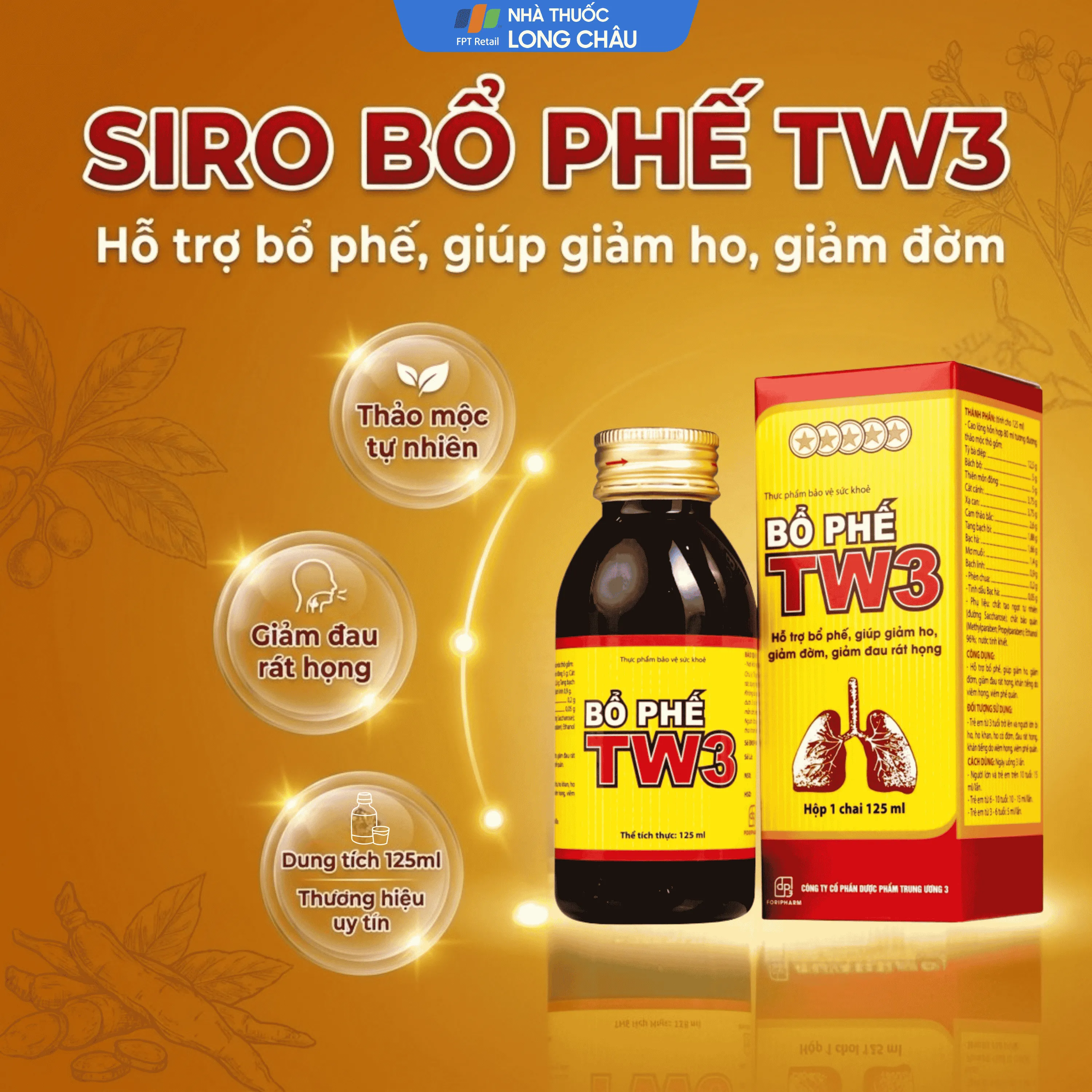 SIRO GIẢM HO, RÁT HỌNG BỔ PHẾ TW3 125ML 2