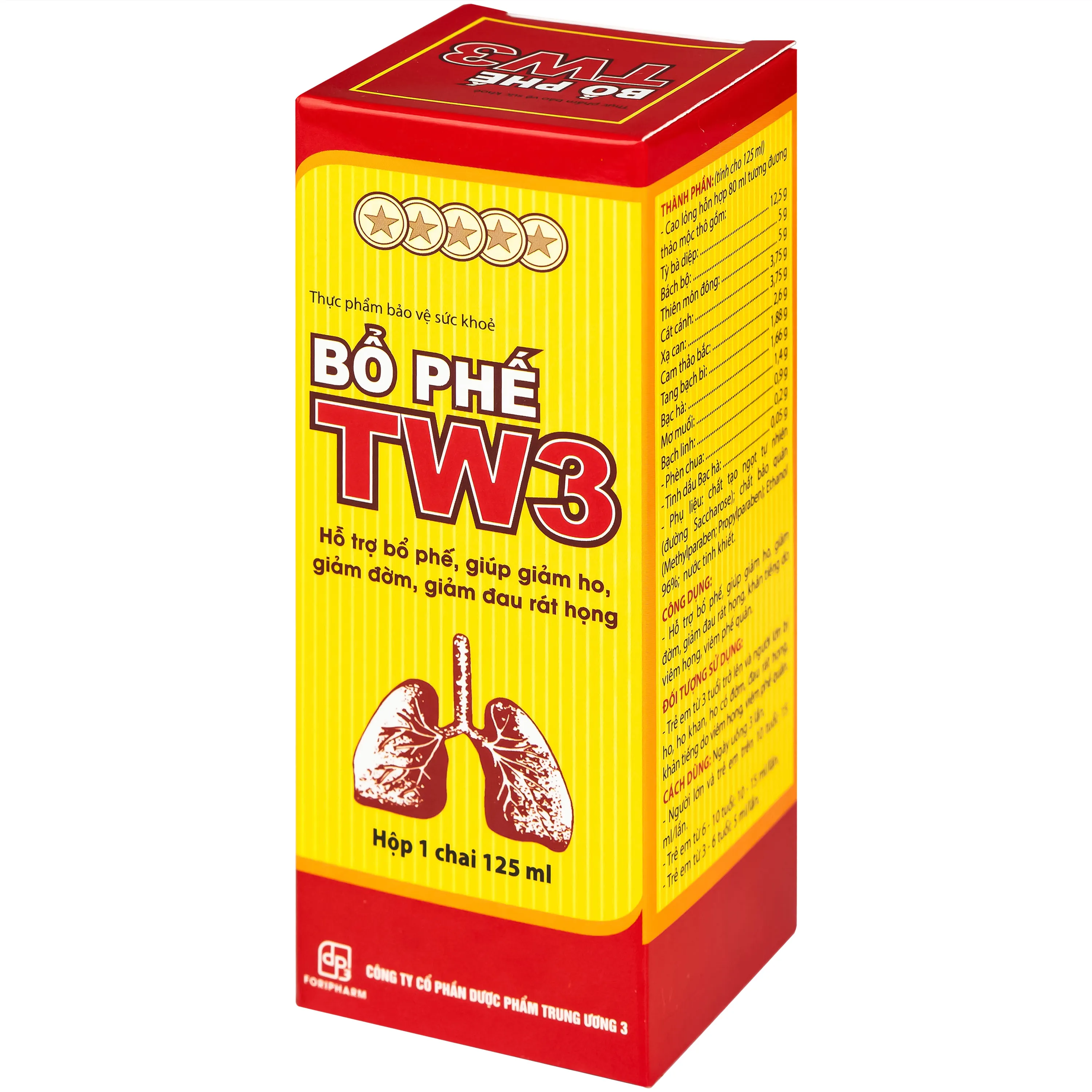 SIRO GIẢM HO, RÁT HỌNG BỔ PHẾ TW3 125ML 5