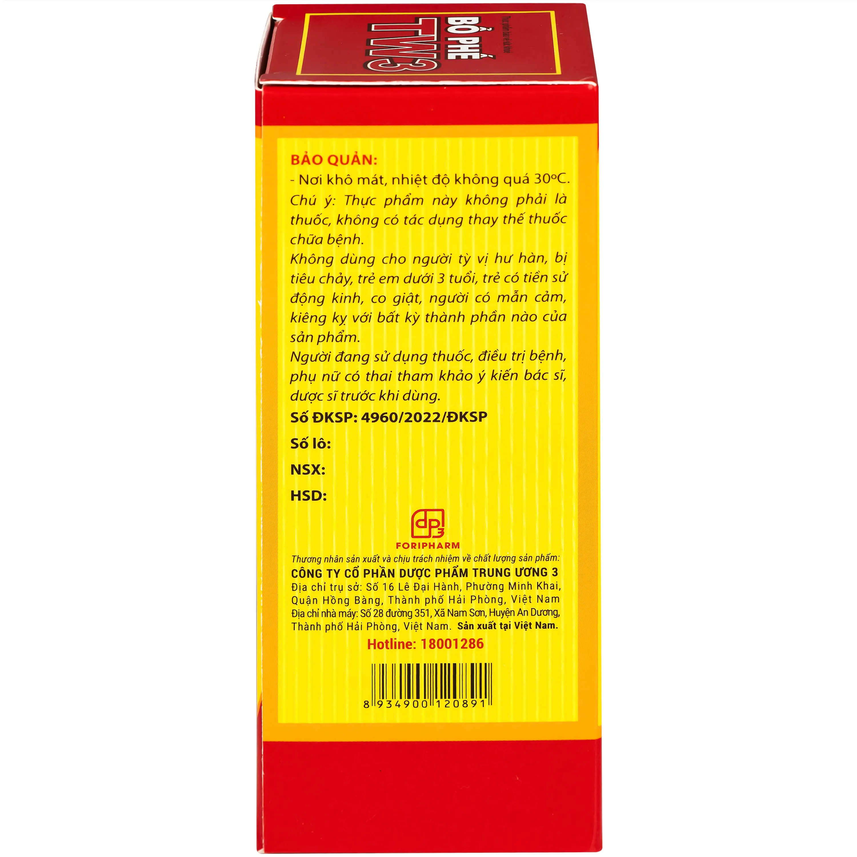 SIRO GIẢM HO, RÁT HỌNG BỔ PHẾ TW3 125ML 8