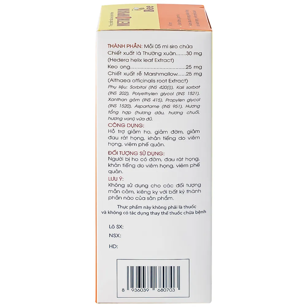 SIRO GIẢM HO METHORPHAN BEE TRAPHACO 100ML 4