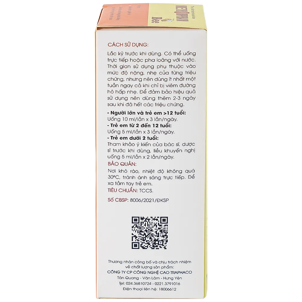 SIRO GIẢM HO METHORPHAN BEE TRAPHACO 100ML 5