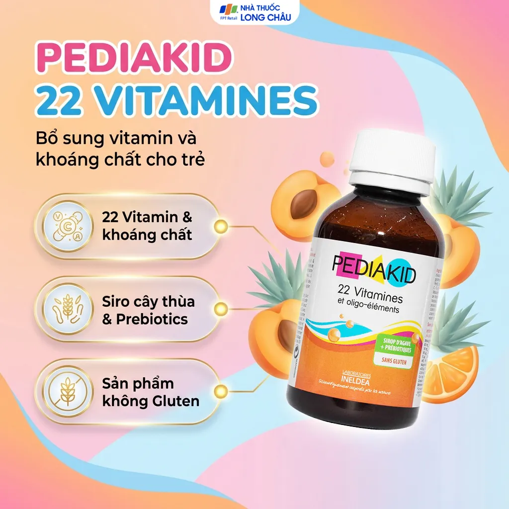 SIRO GIÚP BỔ SUNG VITAMIN VÀ KHOÁNG CHẤT PEDIAKID 22 VITAMINES 125ML 2