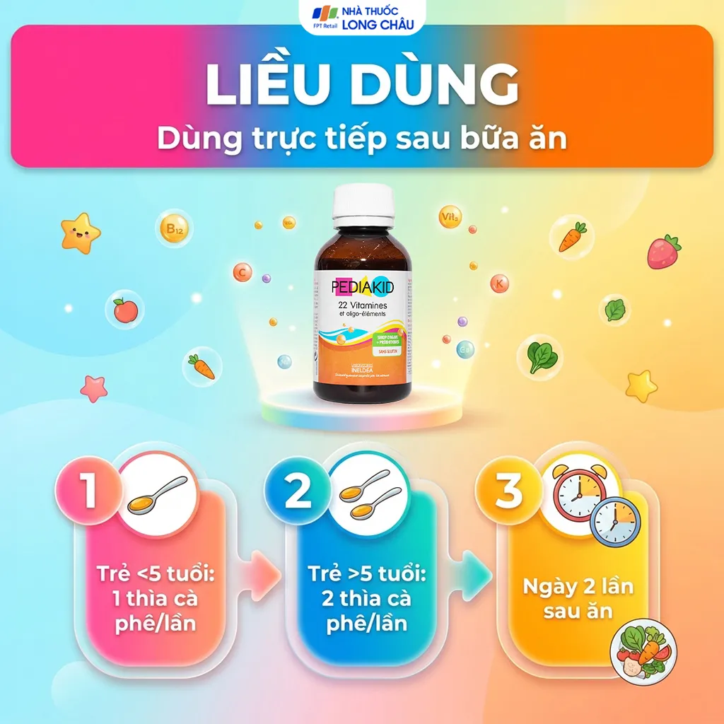 SIRO GIÚP BỔ SUNG VITAMIN VÀ KHOÁNG CHẤT PEDIAKID 22 VITAMINES 125ML 5
