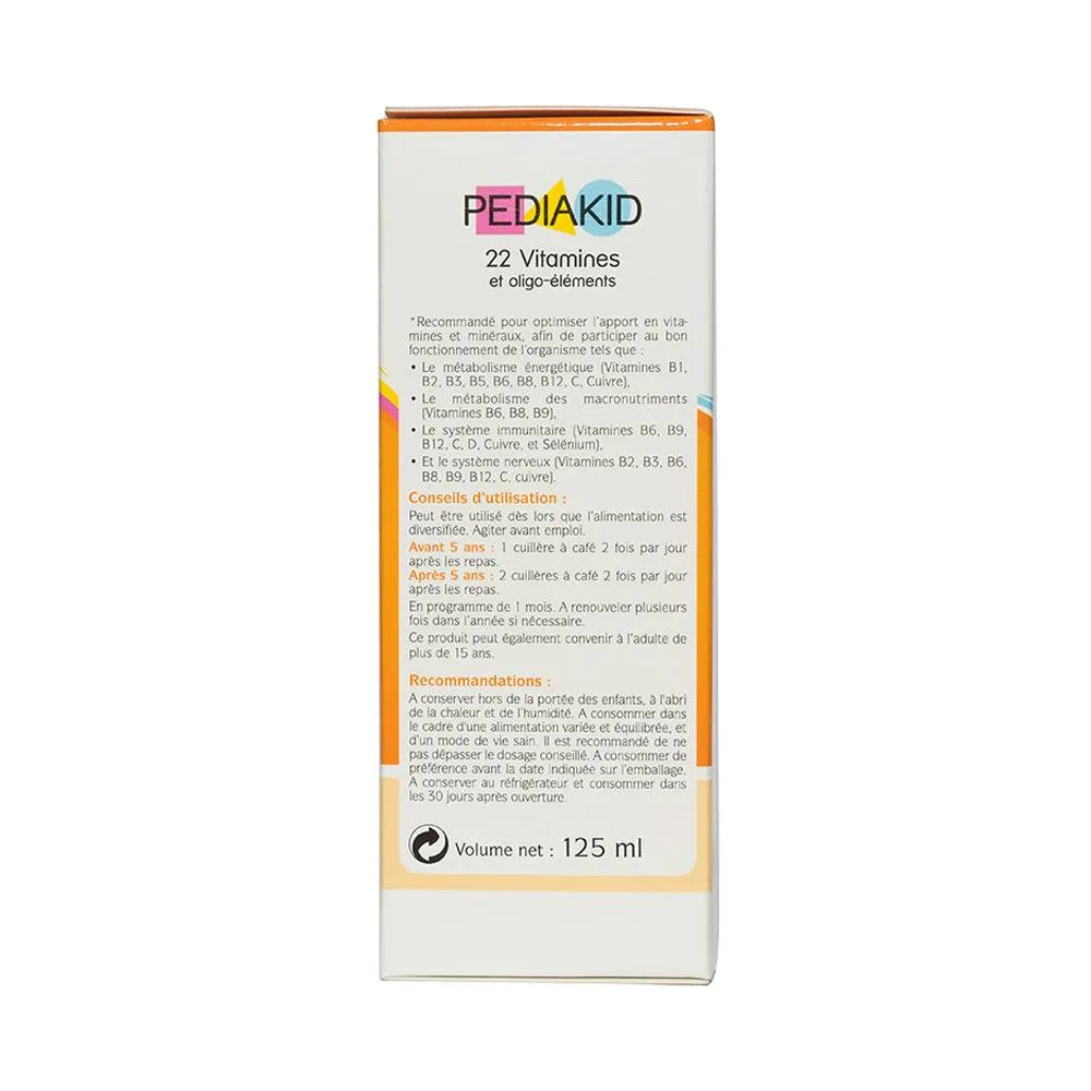 SIRO GIÚP BỔ SUNG VITAMIN VÀ KHOÁNG CHẤT PEDIAKID 22 VITAMINES 125ML 6