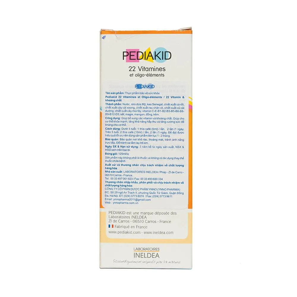 SIRO GIÚP BỔ SUNG VITAMIN VÀ KHOÁNG CHẤT PEDIAKID 22 VITAMINES 125ML 9