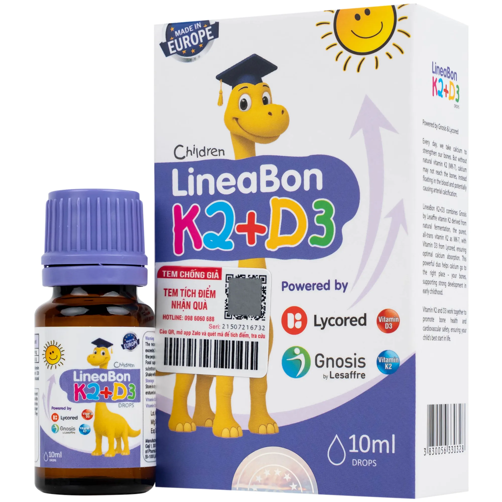 SIRO GIÚP HỖ TRỢ HẤP THỤ CANXI LINEABON K2+D3 ERGOPHARM 10ML