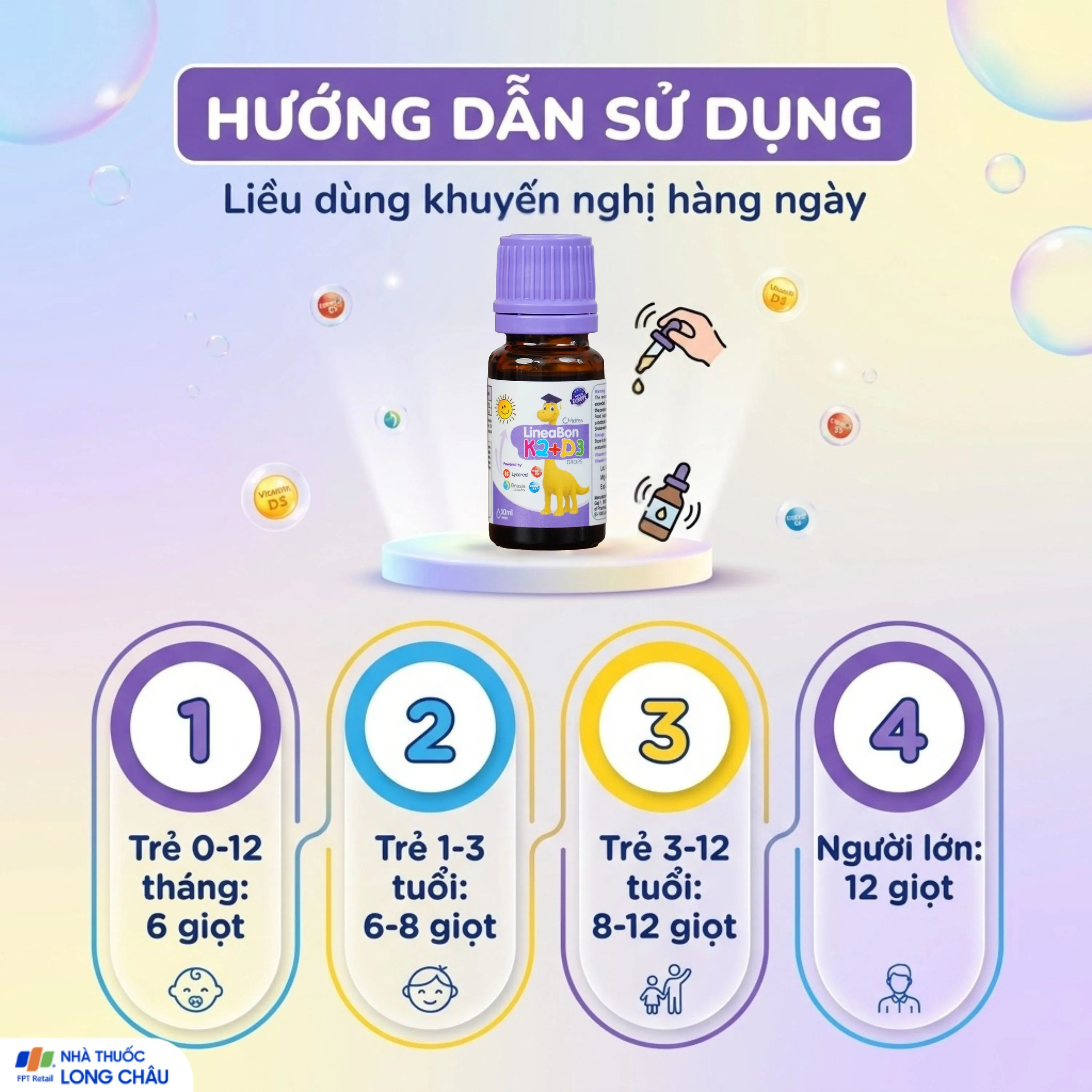 SIRO GIÚP HỖ TRỢ HẤP THỤ CANXI LINEABON K2+D3 ERGOPHARM 10ML 5
