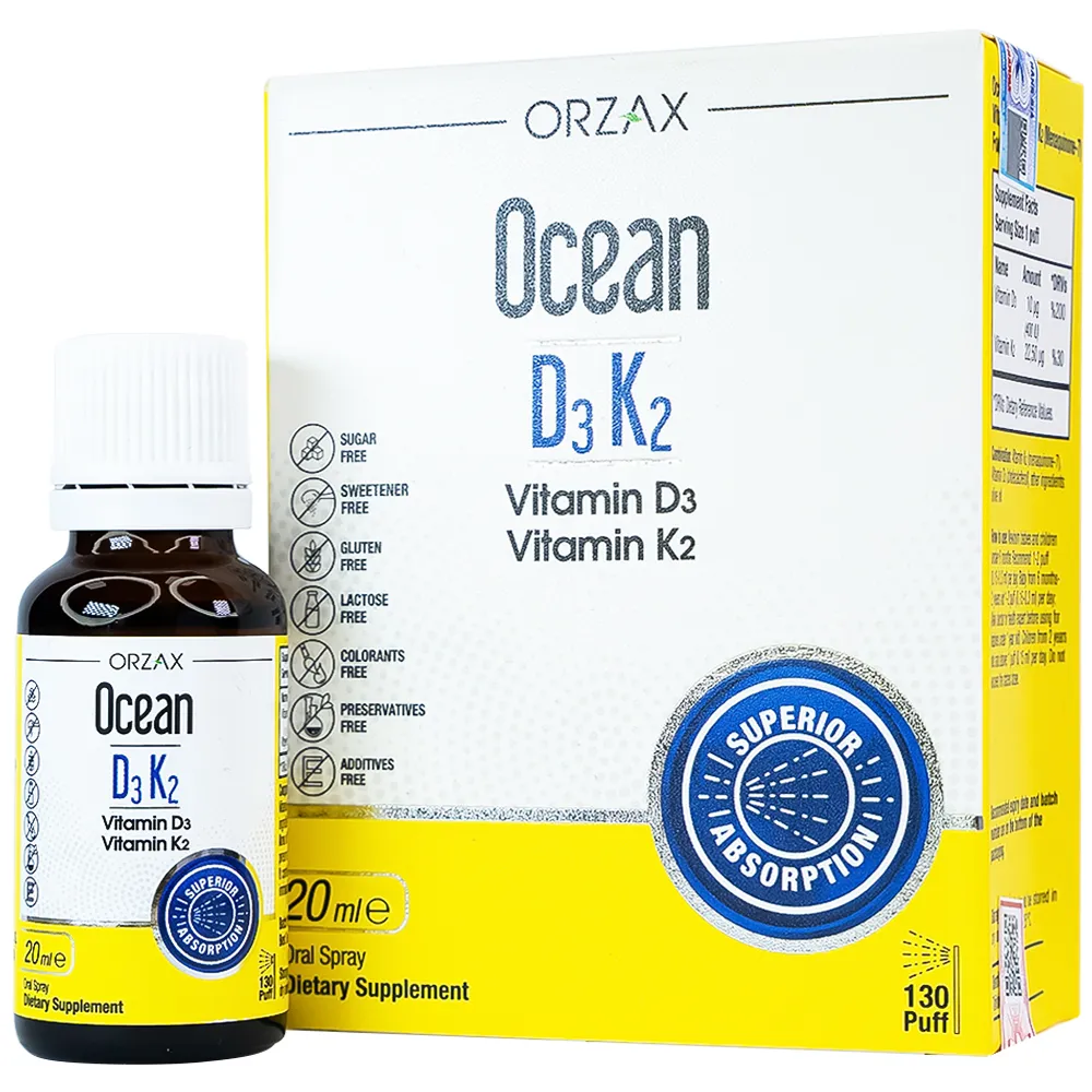 SIRO GIÚP TĂNG CƯỜNG HẤP THU CANXI OCEAN D3K2 ORZAX 20ML