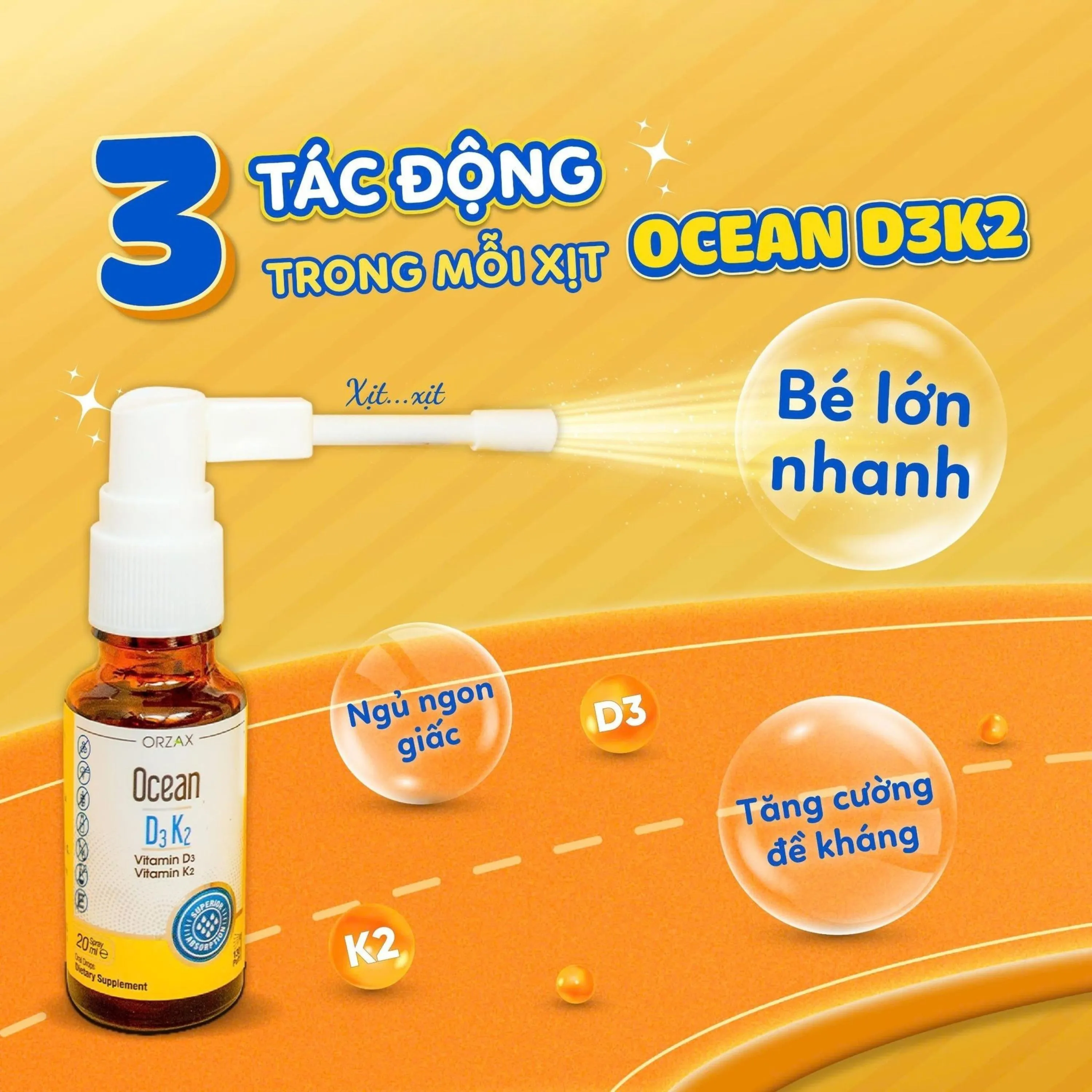 SIRO GIÚP TĂNG CƯỜNG HẤP THU CANXI OCEAN D3K2 ORZAX 20ML 2