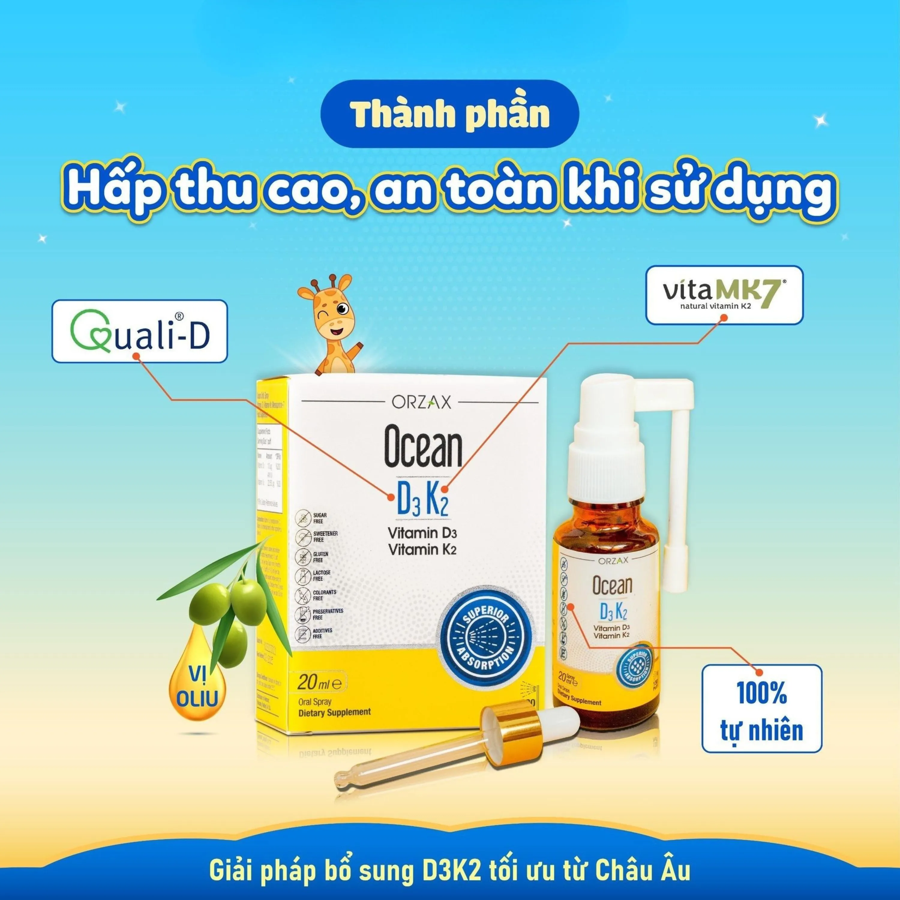 SIRO GIÚP TĂNG CƯỜNG HẤP THU CANXI OCEAN D3K2 ORZAX 20ML 4
