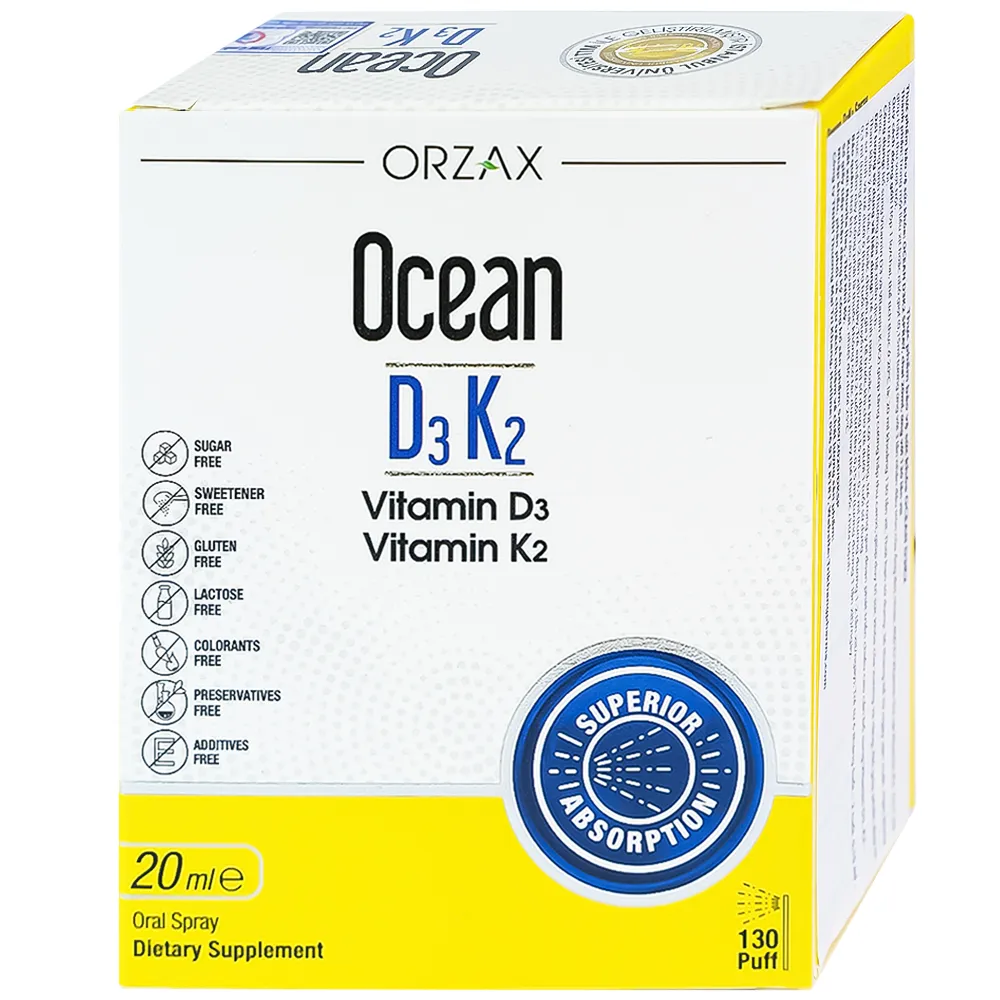 SIRO GIÚP TĂNG CƯỜNG HẤP THU CANXI OCEAN D3K2 ORZAX 20ML 6