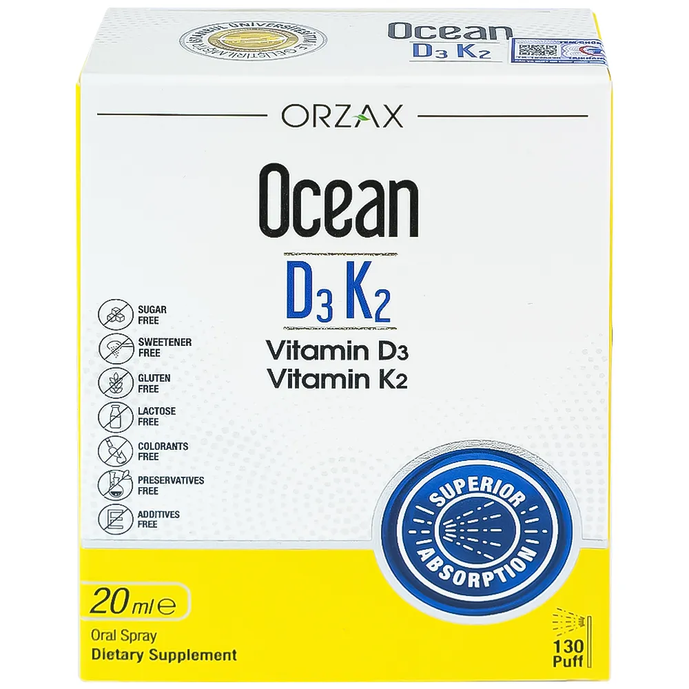 SIRO GIÚP TĂNG CƯỜNG HẤP THU CANXI OCEAN D3K2 ORZAX 20ML 8