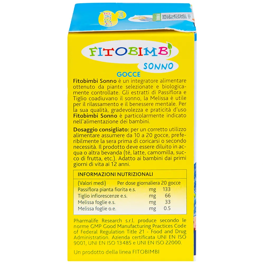 SIRO GIÚP TRẺ NGỦ NGON FITOBIMBI SONNO 30ML 10
