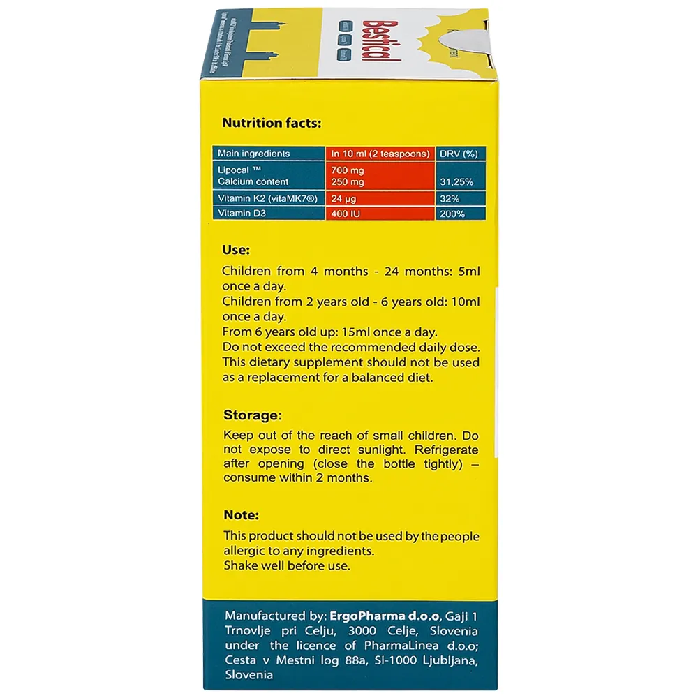 SIRO GIÚP XƯƠNG, RĂNG CHẮC KHỎE BESTICAL ERGOPHARMA 120ML 9