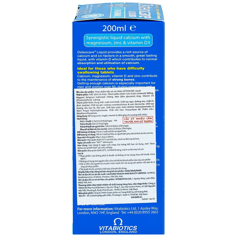 SIRO GIÚP XƯƠNG CHẮC XƯƠNG OSTEOCARE LIQUID VITABIOTICS 200ML 7