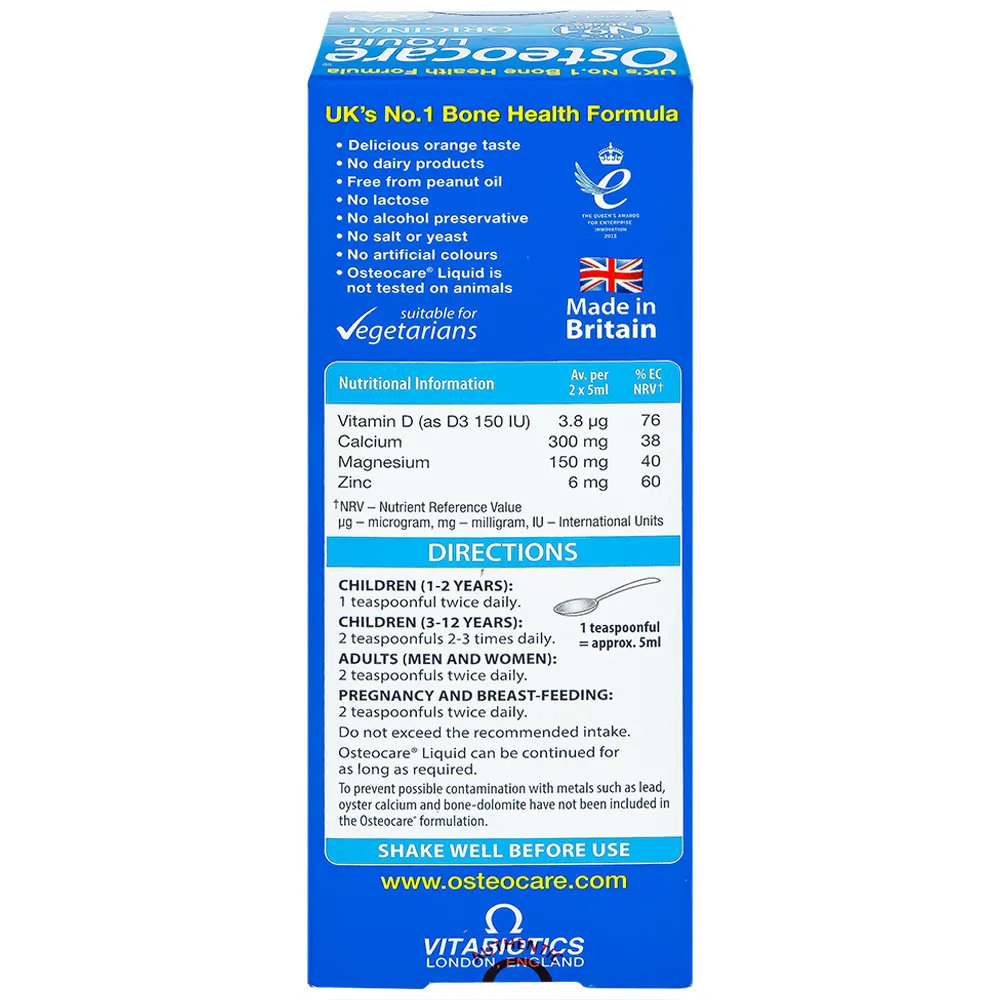 SIRO GIÚP XƯƠNG CHẮC XƯƠNG OSTEOCARE LIQUID VITABIOTICS 200ML 8
