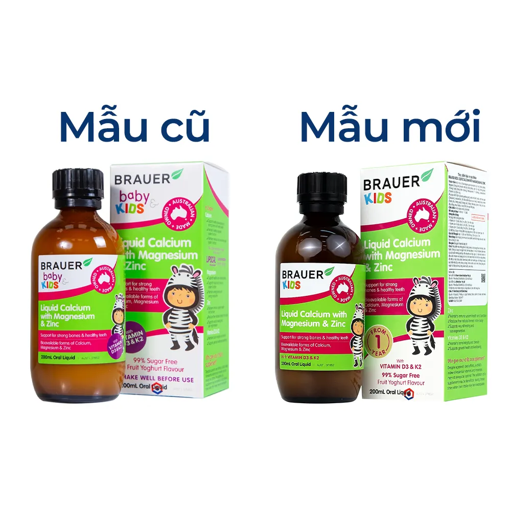 SIRO GIÚP XƯƠNG RĂNG CHẮC KHỎE BRAUER KIDS LIQUID CALCIUM WITH MAGNESIUM AND ZINC 200ML 7