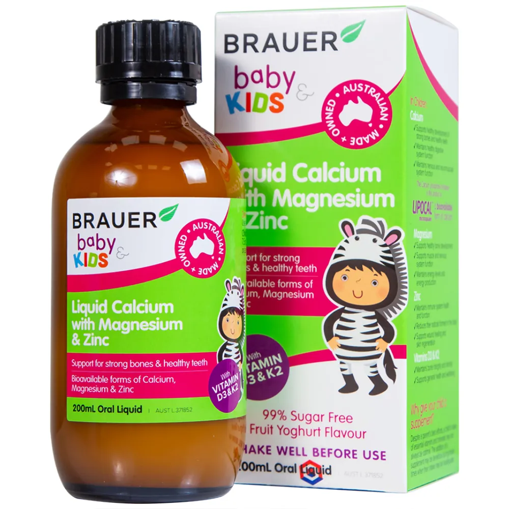 SIRO GIÚP XƯƠNG RĂNG CHẮC KHỎE BRAUER KIDS LIQUID CALCIUM WITH MAGNESIUM AND ZINC 200ML 11