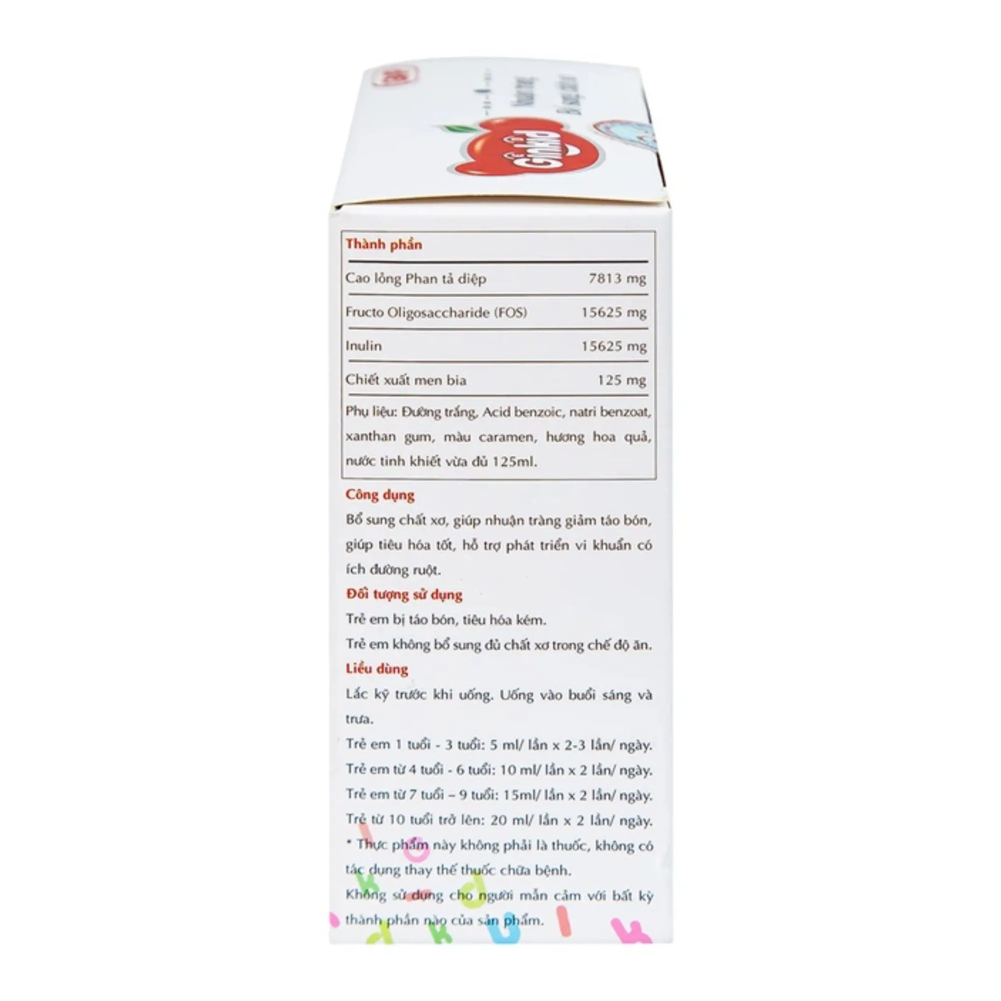 Siro Ginkid Ginic - Nhuận tràng, bổ sung chất xơ giảm táo bón (3 vỉ x 5 ống x 10ml) 4