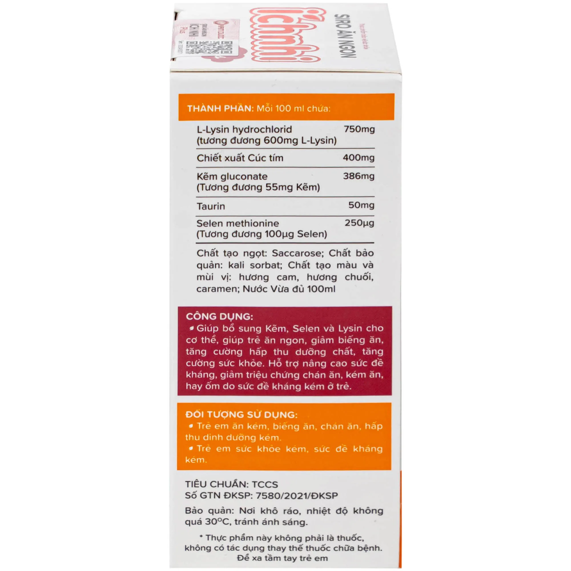 SIRO GIÚP TRẺ ĂN NGON ÍCH NHI PLUS NAM DƯỢC 100ML 9