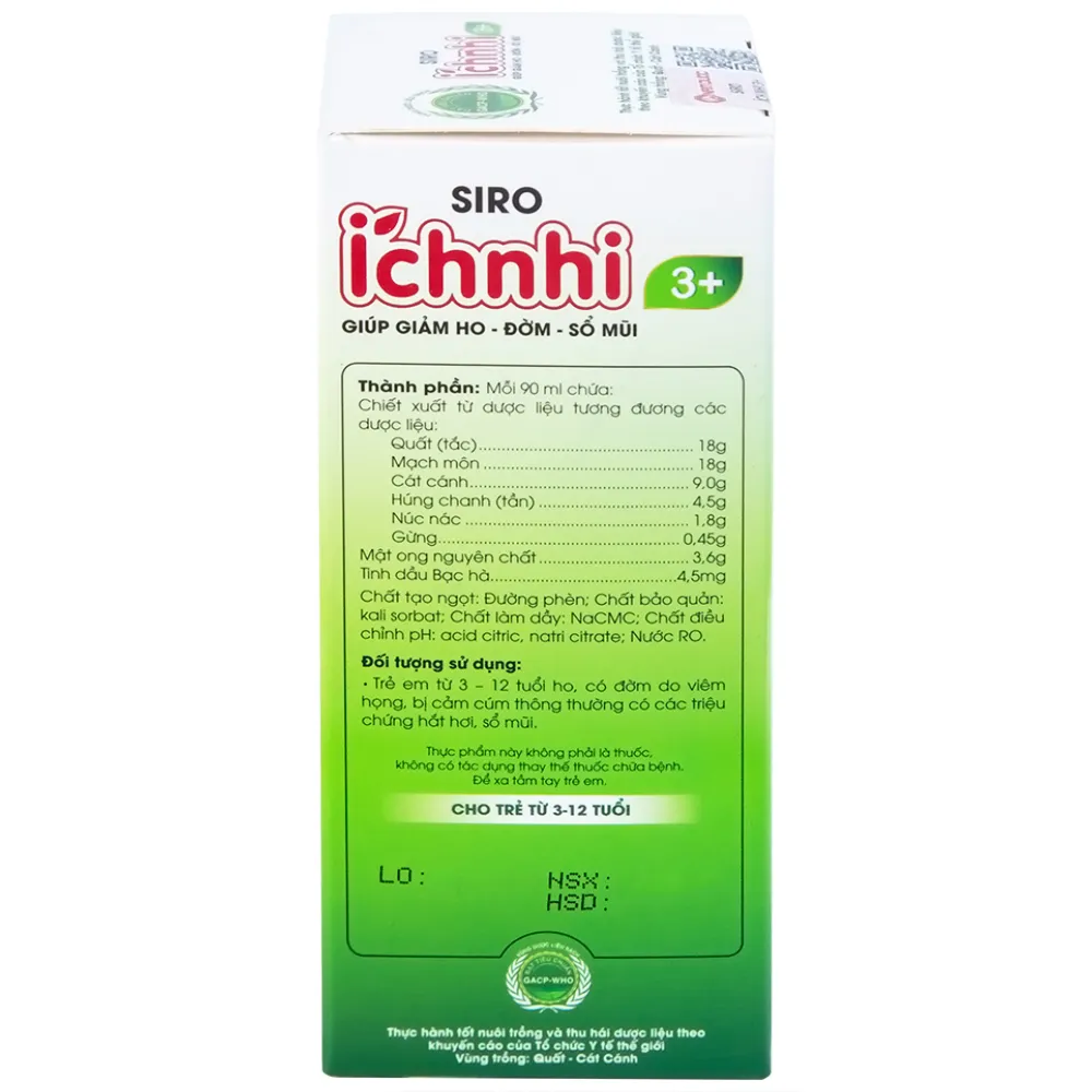 SIRO HỖ TRỢ GIẢM HO ÍCH NHI 3+ NAM DƯỢC 90ML 9
